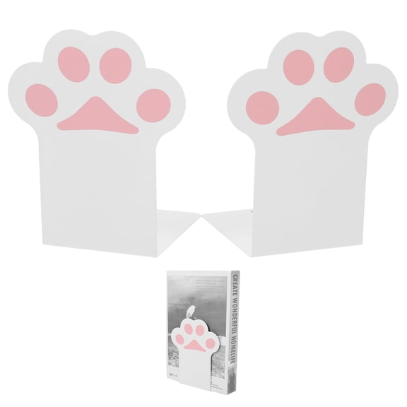 Masteelf 2 Pcs Storage Book Holder Decorative Bookends Child Office 14.5X12.2X10CM White