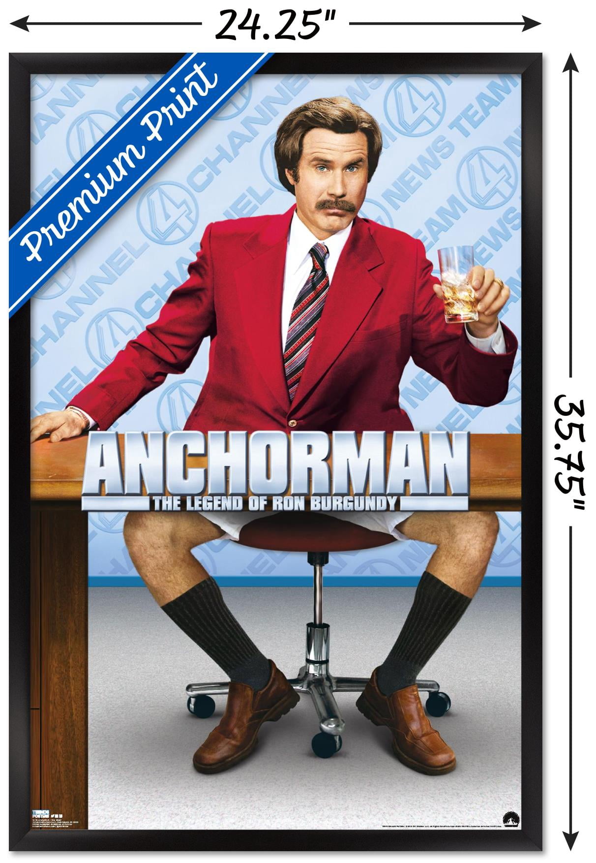 Anchorman - One Sheet Wall Poster, 22.375" x 34", Framed