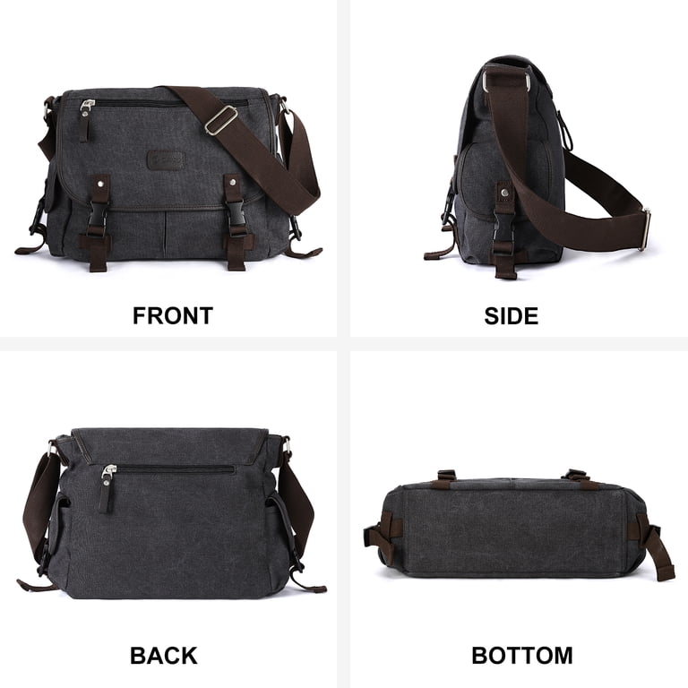 Sac Messager Homme En Toile – Sac Bandoulière Multi-poches Pour Travail/école