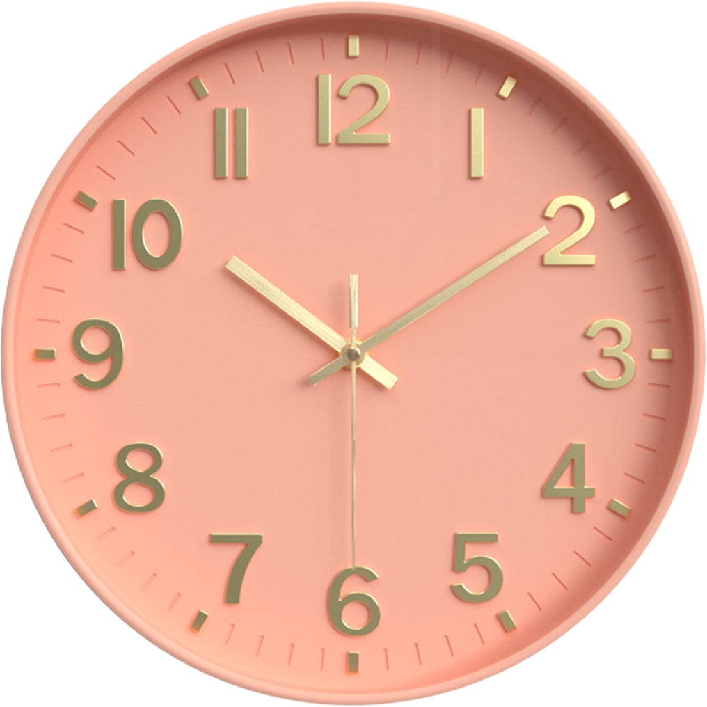 Sanmadrola Wall Clocks Battery Operated,12 inch Silent Non Ticking Modern Wall Clock for Living Room Bedroom Kitchen Office Classroom Decor Glass Front Pink