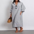 thumbnail image 2 of Robe Chemise pour Femmes à Manches Longues et Col Rabattu à Rayures, 2 of 9