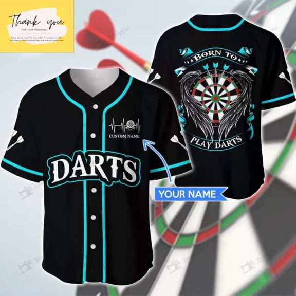 Born To Play Darts Baseball Jersey Shirt Custom Name Baseball Jersey Shirts Gift - Hot Sal