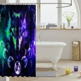 thumbnail image 3 of Galaxy Wolf Shower Curtain Set,Green Purple Moon Starry Sky Bathroom Accessories,Wild Safari Animals Fabric Shower Curtain Trippy Home Decor Boho Bathroom Curtain, 3 of 5