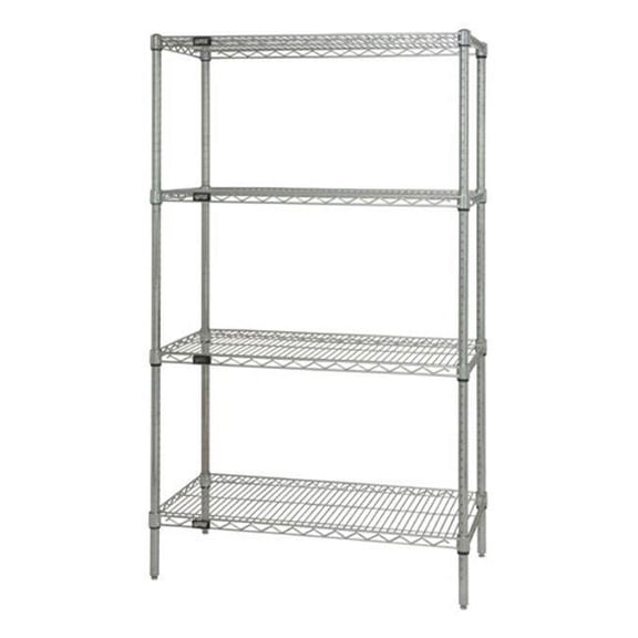 Quantum Storage WR63-1472S 4-Shelf Stainless Steel Wire Shelving Unit, 14 x 72 x 63 in.