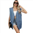 thumbnail image 2 of Chaleco Vaquero Vintage para Mujer, de Gran Tamaño, con Botones y Botones Azul S, 2 of 9