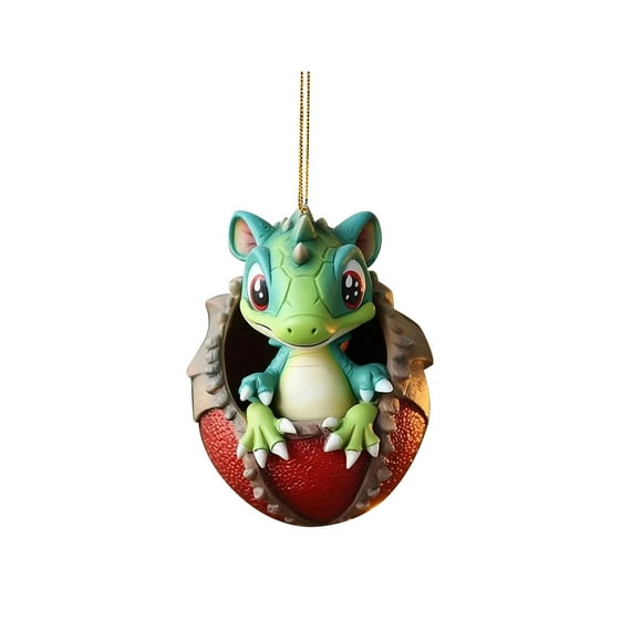Adornos navideños, adornos navideños, regalos navideños, pequeño huevo de dinosaurio, decoración navideña para el hogar, colgante plano de acrílico, lindo regalo de Año Nuevo para bebé, colgante de hu