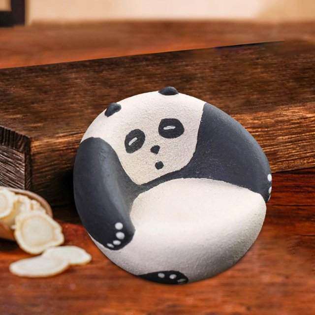 Figura de panda en miniatura, adorno decorativo para escritorio, bandeja de té, accesorio para escritorio, casa de té, estantería, oficina, decoración Negro