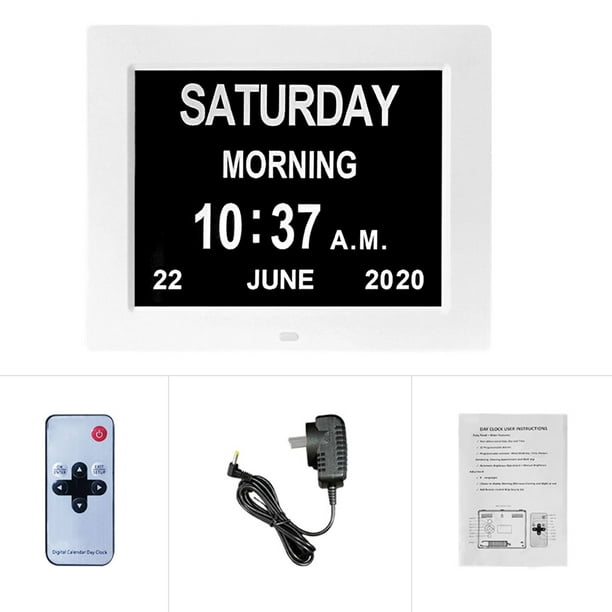 Bewildely Reloj Digital de 8 pulgadas, 5V, 1A, alimentado por Cable, 800x600, Control de botones, 12 ajustes, alarma, sala de estar, recordatorio de Decoración del hogar Negro Enchufe de EE. UU. Bewildely HA001407-01B