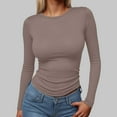thumbnail image 2 of GEWSEY Womens Long Sleeve T-Shirts Trendy Basic Fitted Compression Going Out Crop Tops Fall Fashion Y2K Clothes 2025 Outfits (Brown, XS), 2 of 4