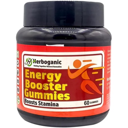 HERBOGANIC Energy Booster Gummies Daily Energy & Focus Support – Multivitamin & Herbal Extract Blend – Vegan Friendly – 60 Gummies