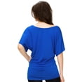 thumbnail image 5 of Made by Johnny Women's Boat Neck Short Sleeve Dolman Drape Top L COBALT_BLUE, 5 of 6