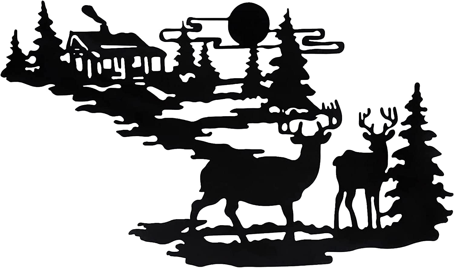Large Deer Woodland Black Metal Decor Wall Art Forest Deer Wall Decor