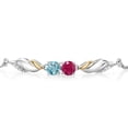 thumbnail image 2 of Gem Stone King 1.42 Ct Round Red Ruby Blue Zircon 925 Silver and 10K Yellow Gold Lab Grown Diamond Bracelet for Women, 2 of 3