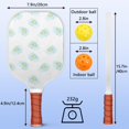 thumbnail image 4 of Pickleball Paddles Set Of 2, Fiberglass Surface, Daisy Floral Print, 4 Balls & Bag, 4 of 5