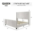 thumbnail image 6 of VanAcc Queen Size Bed Frame, Velvet Upholstered Platform Bed with Vertical Channel Tufted Headboard & Footboard/Wingback, with Wood Slats, Cream, 6 of 9