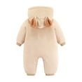 thumbnail image 2 of Verugu Cute Baby Boys Girls Snowsuit Jackets Winter Ears Hooded Footie Cotton Romper Jumpsuits New Born Baby Infant Winter Warm Thicken Coat Snow Outwear Jumpsuits Khaki, 0-3 Months, 2 of 3