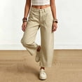 thumbnail image 6 of Barrel for Women Trendy Cropped High Waisted Patch Pocket Baggy Stretch Pants Casual Wide Leg Khaki XL(XL), 6 of 7