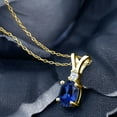 thumbnail image 2 of Gem Stone King 1.65 Cttw Blue Created Sapphire 18K Yellow Gold Plated Silver Pendant Necklace for Women with 18 inch Chain, 2 of 4