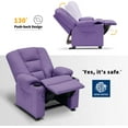 thumbnail image 4 of MCombo Big Kids Recliner Chair with Cup Holders for Toddler Boys and Girls, 2 Side Pockets, 3+ Age Group, Faux Leather 7322 Violet, 4 of 7