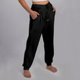 thumbnail image 2 of GIPQJK Womens Drawstring Pants High Waisted Wide Leg Flared Pants Baggy Trendy Sweatpants Lightweight Casual Joggers with Pockets,Black L, 2 of 7