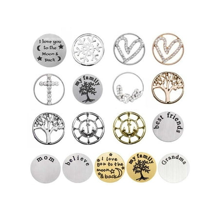 Locket Charm Gold Plated - Floating Charm Necklace Gold Plated Locket Charms, Inspirational Locket Plates (Choose from 19 Styles)