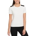 thumbnail image 1 of Tommy Hilfiger Womens Faux-Leather Basic T-Shirt, Off-White, XX-Large, 1 of 1