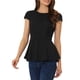 thumbnail image 4 of INSPIRAR CHIC Blusas de Peplum para Mujeres con Mangas Cortas y Cuello Redondo Color Sólido 2XL Negro, 4 of 6