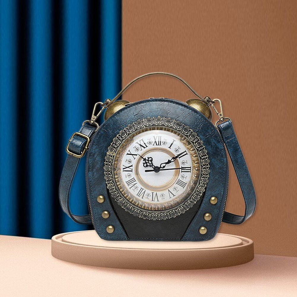Jiibva Vintage Women's Handbag Clock Watch Bag Fashionable Small Round Bag Fun Fresh Style Crossbody Bag
