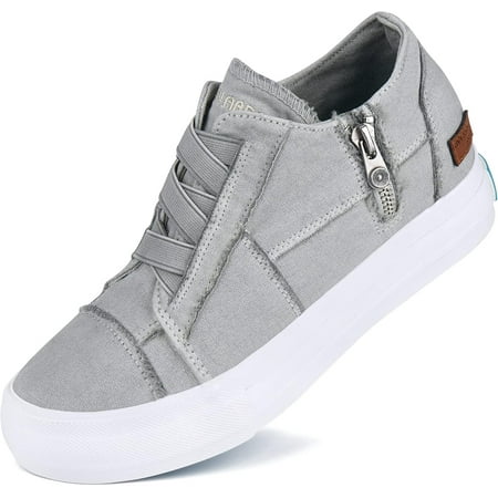 

Omagie Wedge Sneakers for Women Fashion Canvas Shoes Casual Platform Hidden Heel Womens Slip On Sneaker Non Slip Side Zipper