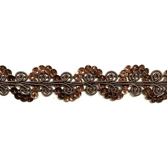 1" Designer Braid Gimp Sequins Trimming- 8 Yards! - Color: Bronze