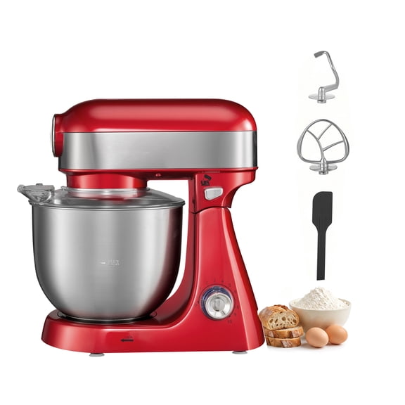 KFFKFF 5.3 Qt Tilt-Head Stand Mixer, 400W Electric Kitchen Mixer with 10 Speeds, Stainless Steel Bowl, Splash Guard, Dough Hook, Whisk, and Beater for Baking and Mixing