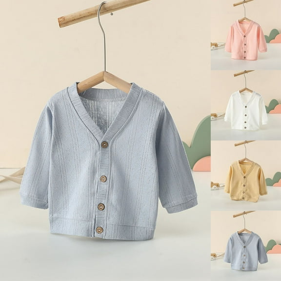 Antinious Casual Shirts for Kids,Toddler Winter Long Sleeve Tops Blouses,Kids Cardigan Button Solid Color Clothes,Khaki,80