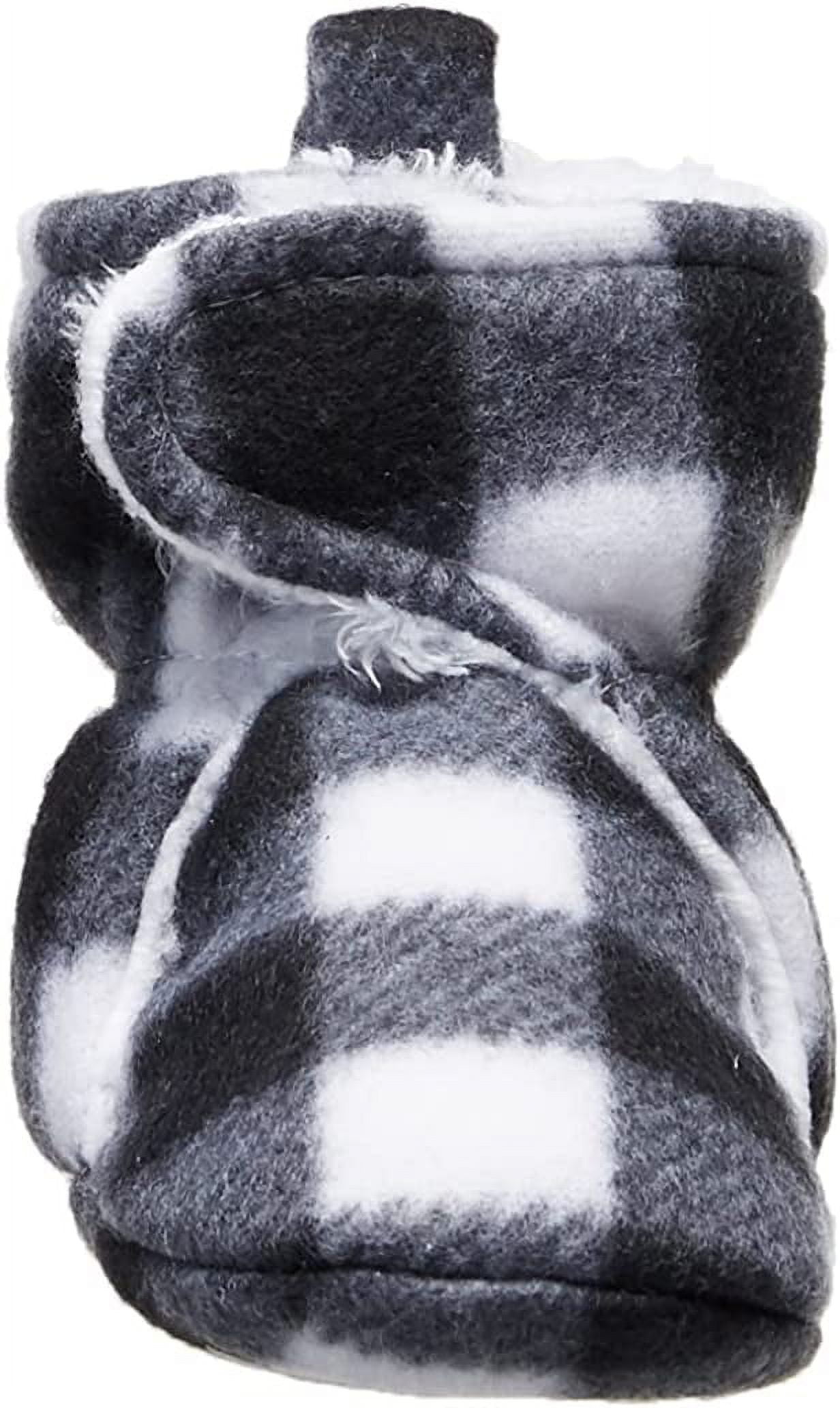 Hudson Baby Baby and Toddler Cozy Fleece and Faux Shearling Booties, Black White Plaid, 18-24 Months