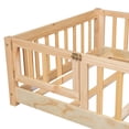 thumbnail image 5 of Twin Size Floor Bed for Kids, Montessori Floor Bed with Fence Rails and Door Design, Playhouse Bed Frame for Toddler, Wooden Slats Support, Natural, 5 of 8