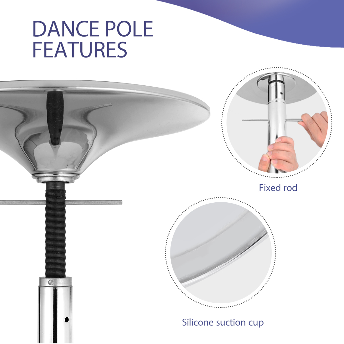 VIVOHOME 45mm Portable Spinning Dance Stripping Pole for Home Fitness - image 2 of 8