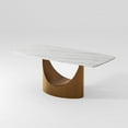 thumbnail image 5 of POVISON 79"Hobart Modern Minimalist Dining Table For 6-8, White Rectangular Matte Sintered Stone Tabletop, Bronze Carbon Steel Leg, 5 of 10