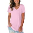 thumbnail image 2 of Gbsyewxs Womens Tops V Neck Short Sleeve Solid Color Loose Summer T Shirts For Women Pink, 2 of 4