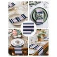 thumbnail image 3 of Navy Blue Pink Striped Cloth Napkins Set of 4 Reusable Dinner Napkins, Gradient Horizontal Lines Cocktail Napkin Washable Table Napkins for Wedding/Holiday Party/Baby Shower 20"x20", 3 of 7