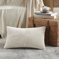 thumbnail image 3 of Fancy Homi 2 Packs Cream Long Lumbar Decorative Throw Pillow Covers 12x24 Inch for Couch Bed Sofa, Rustic Farmhouse Boho Home Decor, Soft Striped Corduroy Rectangle Accent Cushion Case 30x60 cm, 3 of 10