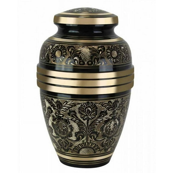 Large Golden Aura Cremation Urn - Beautifully Handcrafted Adult Funeral Urn - Solid Brass Living Garden Urn - Affordable Urn for Human Ashes