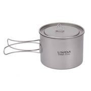 Lixada 1600ml Titanium Pot Ultralight Portable Hanging Pot with Lid and Foldable Handle Outdoor Camping Hiking Backpacking