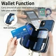 thumbnail image 5 of Allytech Wallet Case for Apple iPhone 14 Pro Max, with Crossbody Shoulder Strap Large Zipper Pocket Cards Slots Stand Protective Shockproof Case for iPhone 14 Pro Max - Blue, 5 of 9