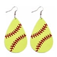 thumbnail image 2 of Leather Teardrop Basketball Baseball Sports Earrings for Women, 2 of 2
