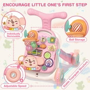 XUEYU Toddler Learning Table Infant Musical Learning Walker with Rolling, Pink Baby Activity Center, Learn to Walk Sit to Stand, 1 Count