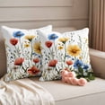 thumbnail image 6 of 2 Pack Outdoor Waterproof Throw Pillow Covers,Spring Colorful Blooming Flowers Leaves Decorative Patio Pillowcases for Chair Couch Sofa 16x16in, 6 of 9