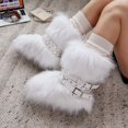 thumbnail image 2 of Women's Faux fur Boot Furry Fluffy Comfortable Mid-Calf Boots Round Toe Warm Fur Lined Snow Boots Y2K Outdoor Rave Outdoor Fashion Boots Punk Style With Built In Height Furry Boots, 2 of 8
