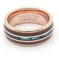 thumbnail image 2 of Tungsten Wedding Band Ring 8mm Men Women Koa Wood Abalone Ginger Lyne Collection, 2 of 5