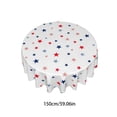 thumbnail image 3 of Oioii Nappe Ronde de 59,06 Po pour la Fête de l'Indépendance avec Motifs Patriotiques d'Étoiles Rouges, Blanches et Bleues. Imperméable et durable, Idéale pour la Cuisine, la table de Salle à Manger et la Décoration de Fête de la Fête de l'Indépendance.,Blanc, 3 of 6