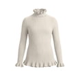 thumbnail image 5 of BLVB Girls Turtleneck Sweaters Pullover Toddler Baby Kids Ribbed Knit Ruffle Long Sleeve Jumper Tops Fall Winter Clothes(Beige,7-8Years), 5 of 8
