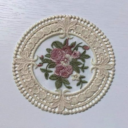 

4.7 Inch Round Embroidered Placemat Heat Resistant Bowls Mat Coffee Cups Coaster for Dining Table Anti-skid Tea Cup Pads Table Decor